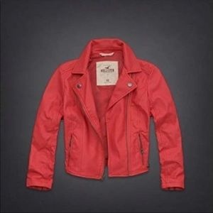 Hollister Red Vintage Leather Jacket Medium